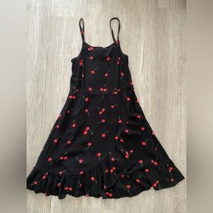 Art Class Girl’s' Wrap Front Black Cherry Print Dress - Sz XL (14/16)